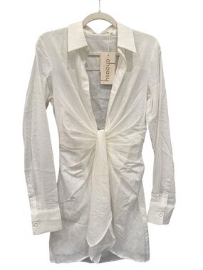 Choosy White Twist-Front Mini Dress‎